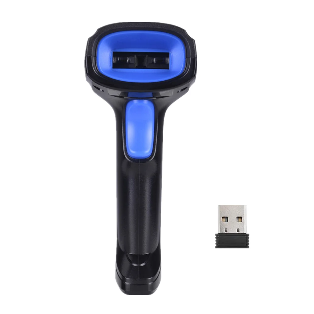 Scanner de código de barras sem fio 2 em 1, 2.4g e scanner de código de barras com fio usb, leitor automático de código de barras 1d portátil com recarregável