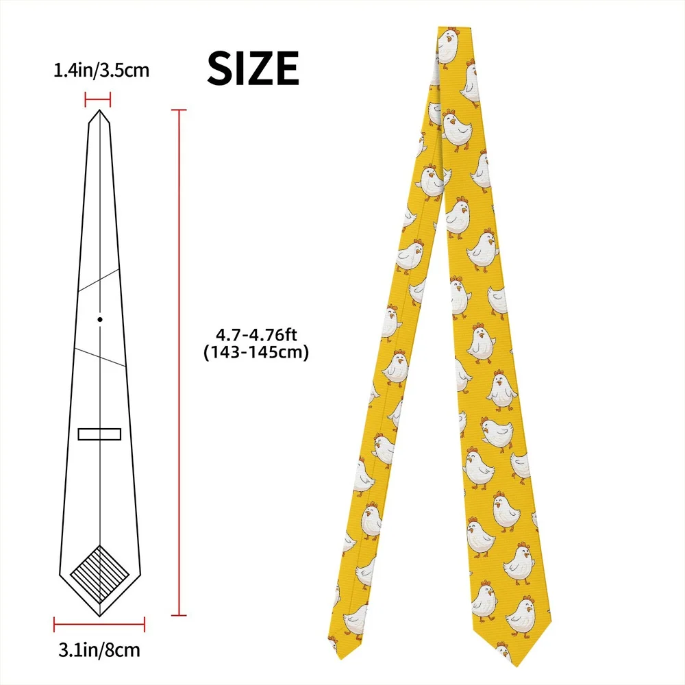 A 2D Flat Print Tie for Men, Showcasing a Yellow Chicken Parade Design, Perfect for Job Interviews Graduation Ceremonies