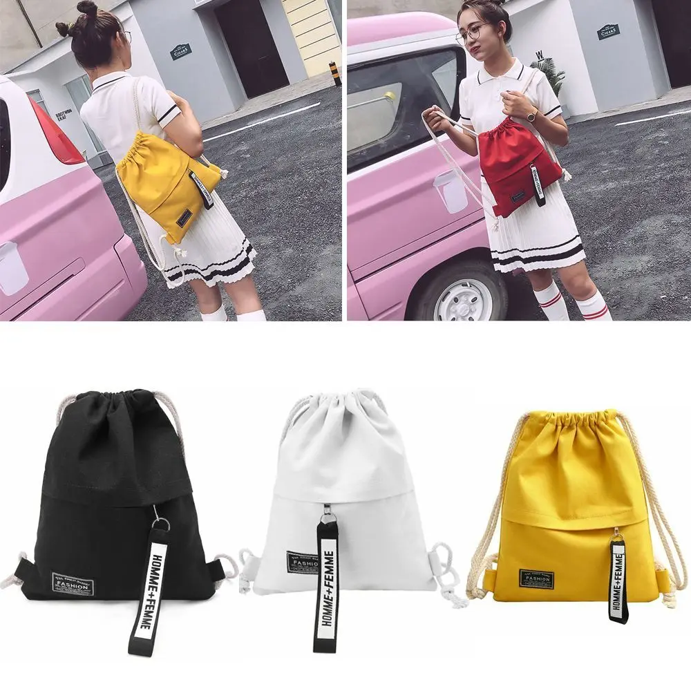 Portable Handbag Travel Pouch Canvas Drawstring Backpack String Knapsack School Back Pack School Gym Drawstring Bag