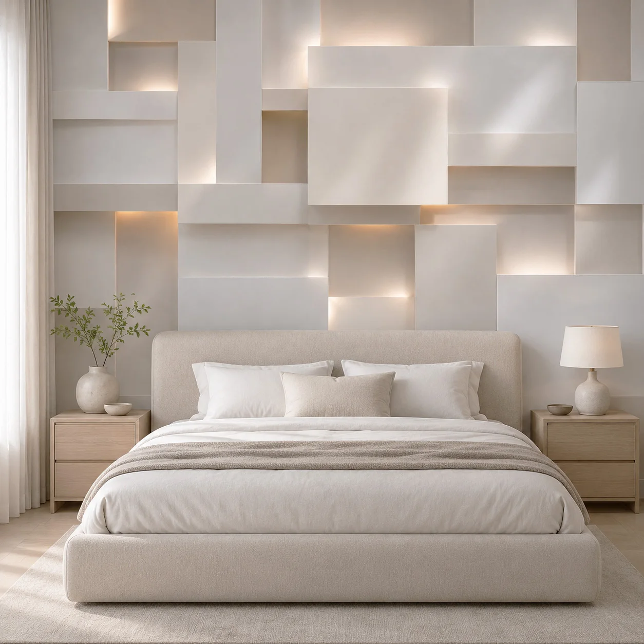 Geometric Abstract Wall Mural Wallpaper Cream Beige Modern Living Room Bedroom Decor Unpasted Wallpaper