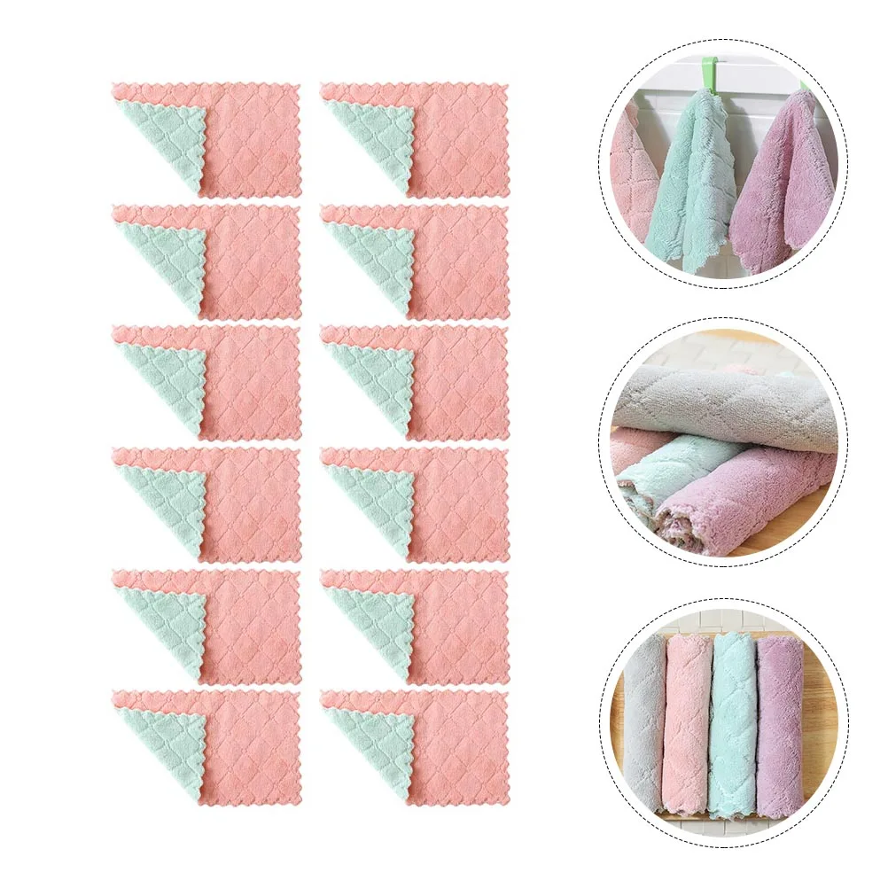 

12pcs Absorbent Dish Cloths Durable Kitchen Cleaning Rags Multi Purpose Washing Towels Home Office Restaurant