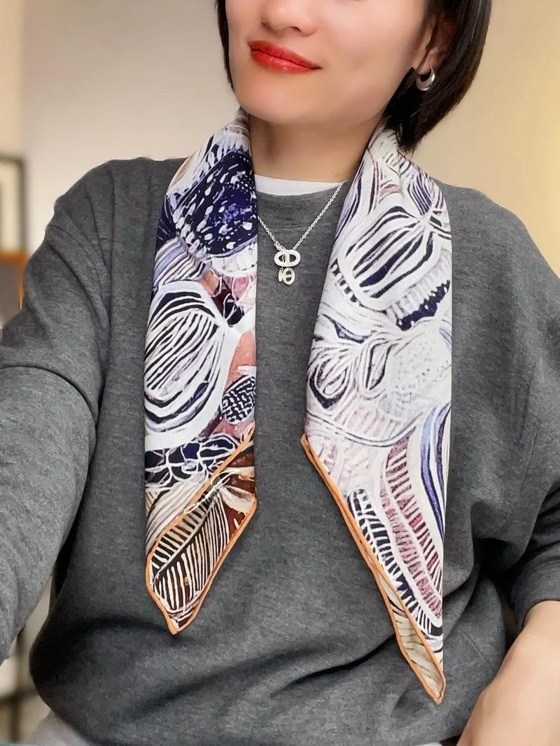 artistic-double-sided-silk-scarf-women's-faion-accory-versatile-small-square-silk-chiffon-tie-for-all-seasons