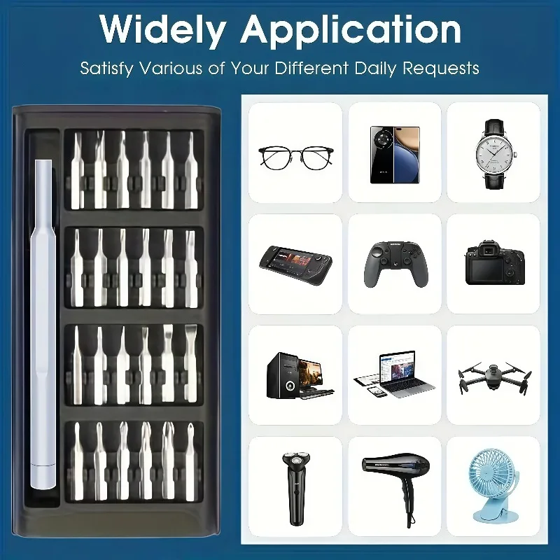 Set de 24 destornilladores de precisión para mantenimiento digital, caja de almacenamiento de aluminio portátil, herramienta de desmontaje de dispositivos electrónicos 4