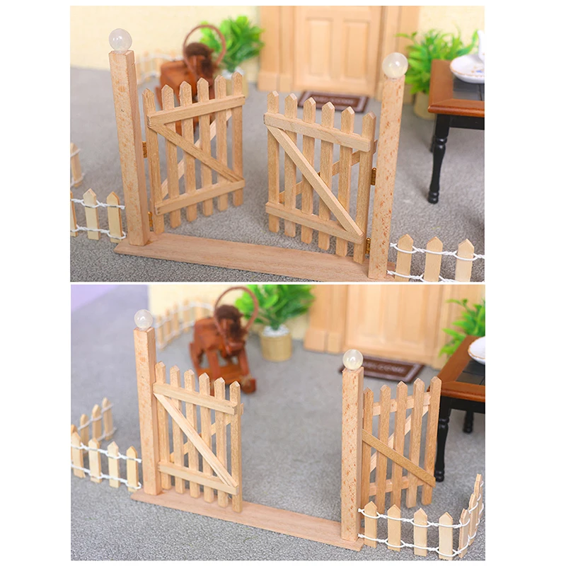 1/12 ตุ๊กตาไม้รั้วประตูรุ่น Dollhouse Miniature Fairy Garden ประตูบ้านตุ๊กตาจําลองเฟอร์นิเจอร์ตกแต่งของเล่น