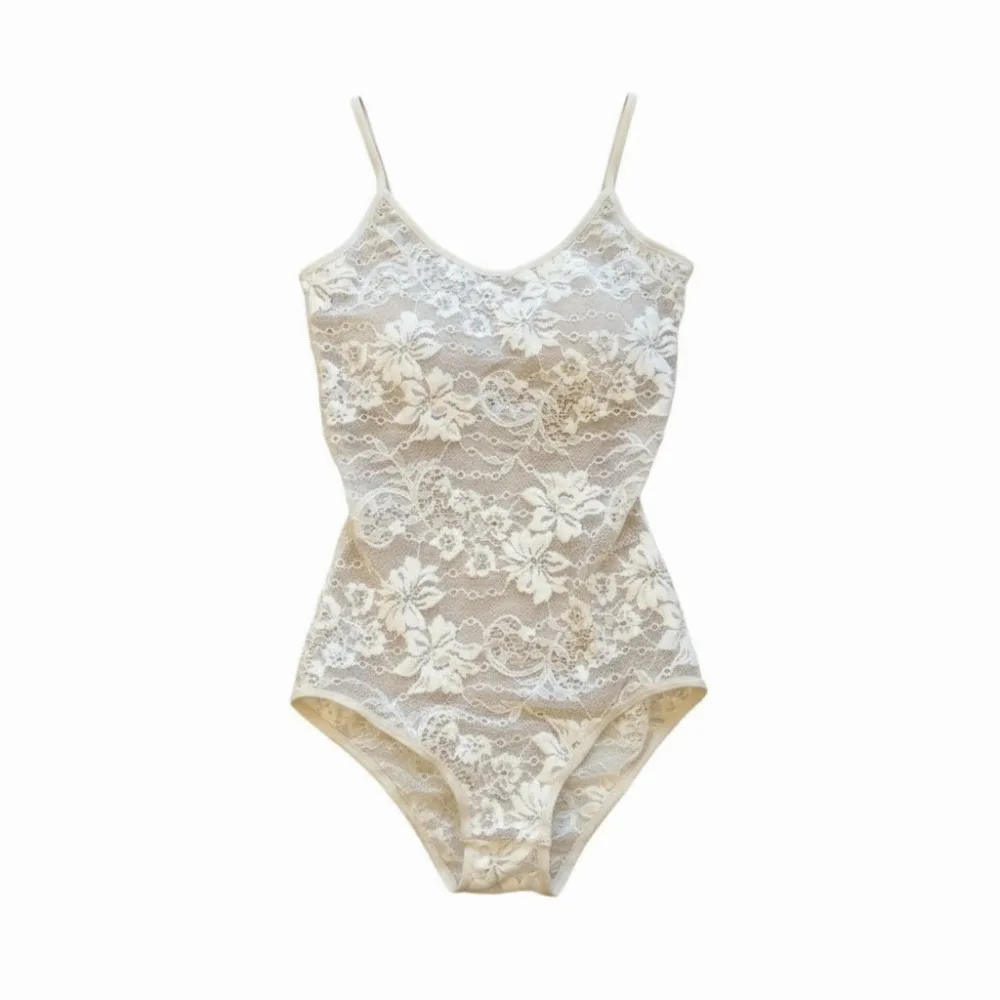 Slim Fit Lace Bodysuit Hollow Lace Transparent Lace Corset Bodysuit U Neck Sleeveless Backless Bodysuit Summer Streetwear