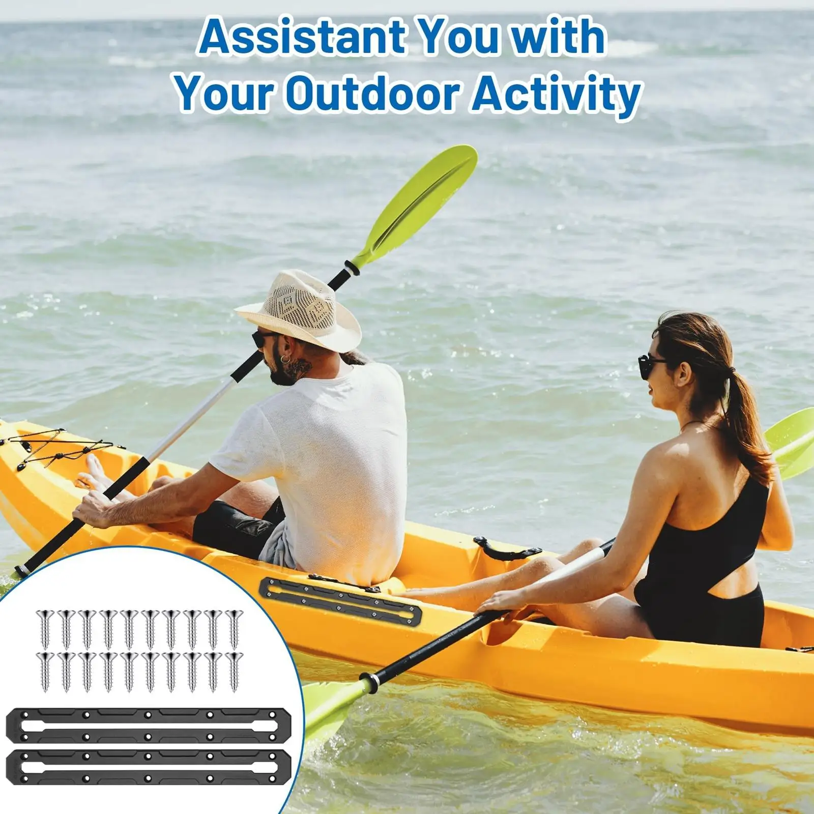 2Pcs Kayak Track Kayak Low Profile Track Replacement Part Mounting Base Bracket with Screws Accessory for Canoe Anchor Cleats