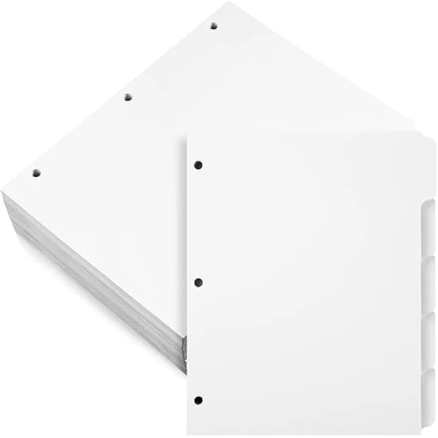 

250 Dividers Blank Writing on Binder Dividers 3 Hole Punch Dividers 1/5 Cut Tabs Heavyweight Letter Size Ring Binder Dividers 5