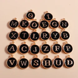 10pcs Cute Mini Black Alphabet 26 Letters Charms for DIY Name Jewelry Earrings Bracelet Necklace Pendants Happy Birthday Gifts