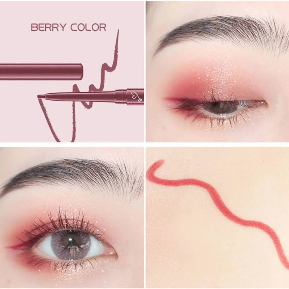 Lápis delineador à prova d'água, sem manchas, gel fosco, caneta delineadora roxa, glitter, champanhe, deitado, bicho da seda, ferramenta de maquiagem para os olhos