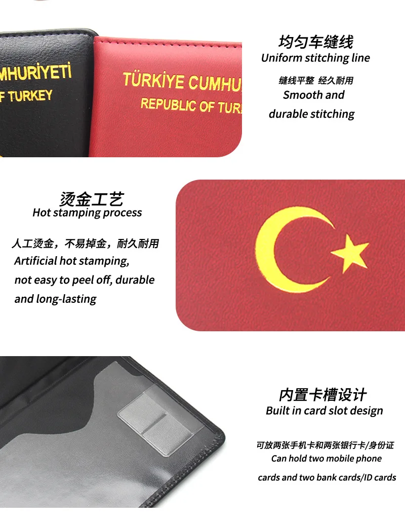 Tempat Paspor Turki Sampul Paspor Pasangan Aksesori Perjalanan Tempat Paspor Kulit Tempat Kartu Identitas Tempat Tiket Pesawat