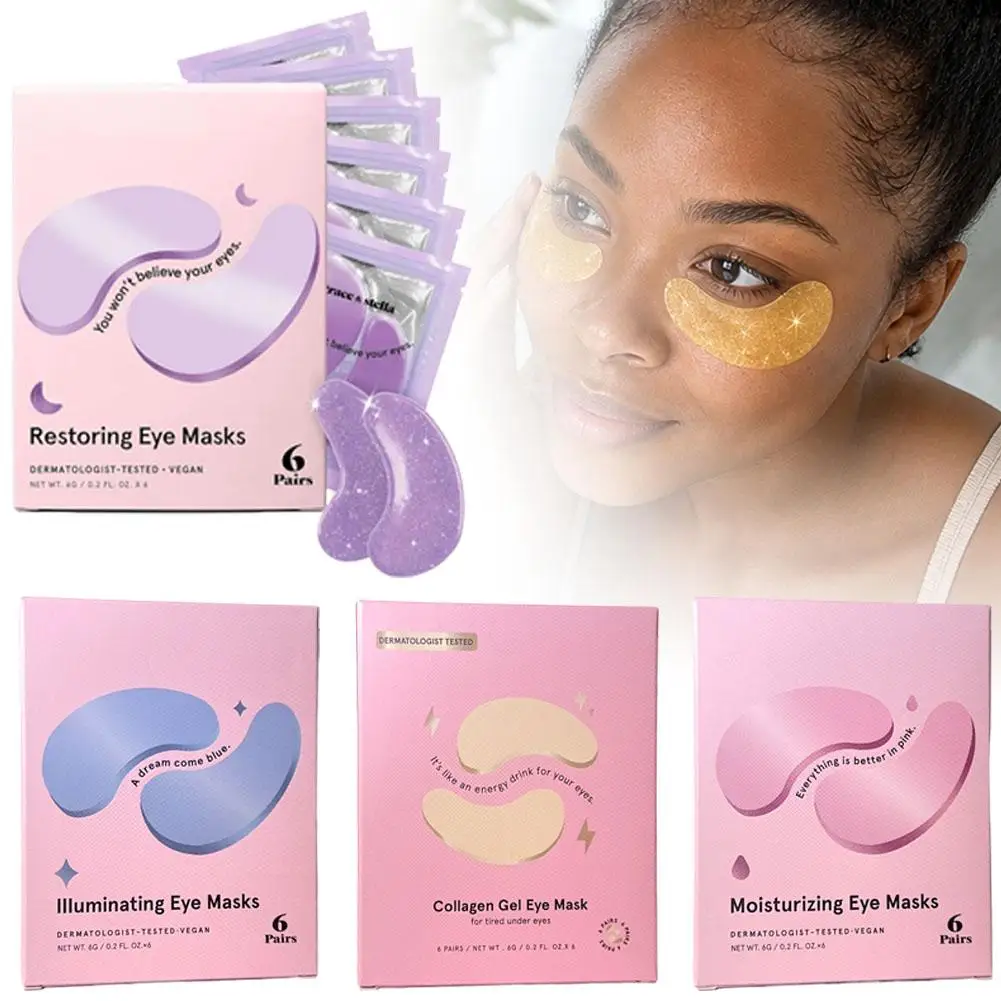 Gold Collagen Gel Pink Moisturizing Eye Patch 6 Pairs Brand Eye Masks Series Purple Restoring Repair Blue Illuminating Eye Care