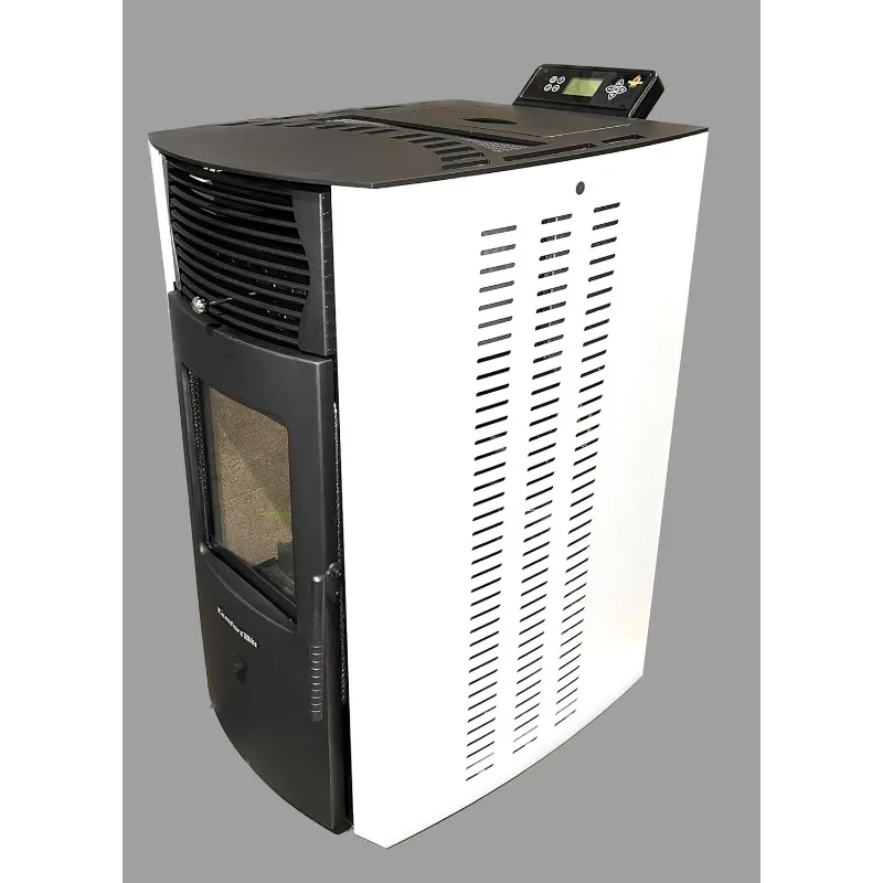 HP50S Small Wood Pellet Stove Compact Heats 2,200 ft² 47 lb Hopper Arctic White