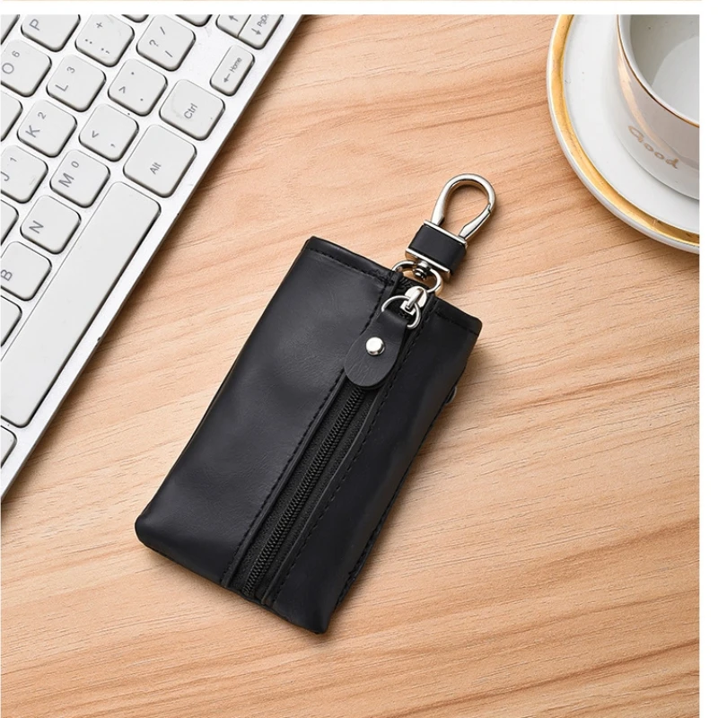 High Capacity Men's Leather Key Organizer Keychain Genuine Leather Key Holder Case Box Storage Bag Multi-function Car Home Use
