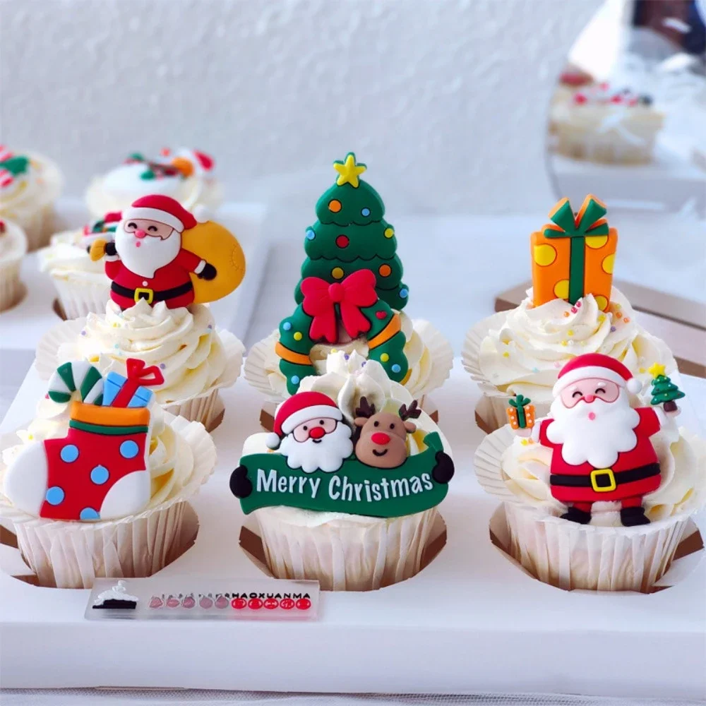 

Christmas Santa Claus Cupcake Topper Christmas Tree Cake Decoration Deer Cake Topper Snowman Cupcake Decoration