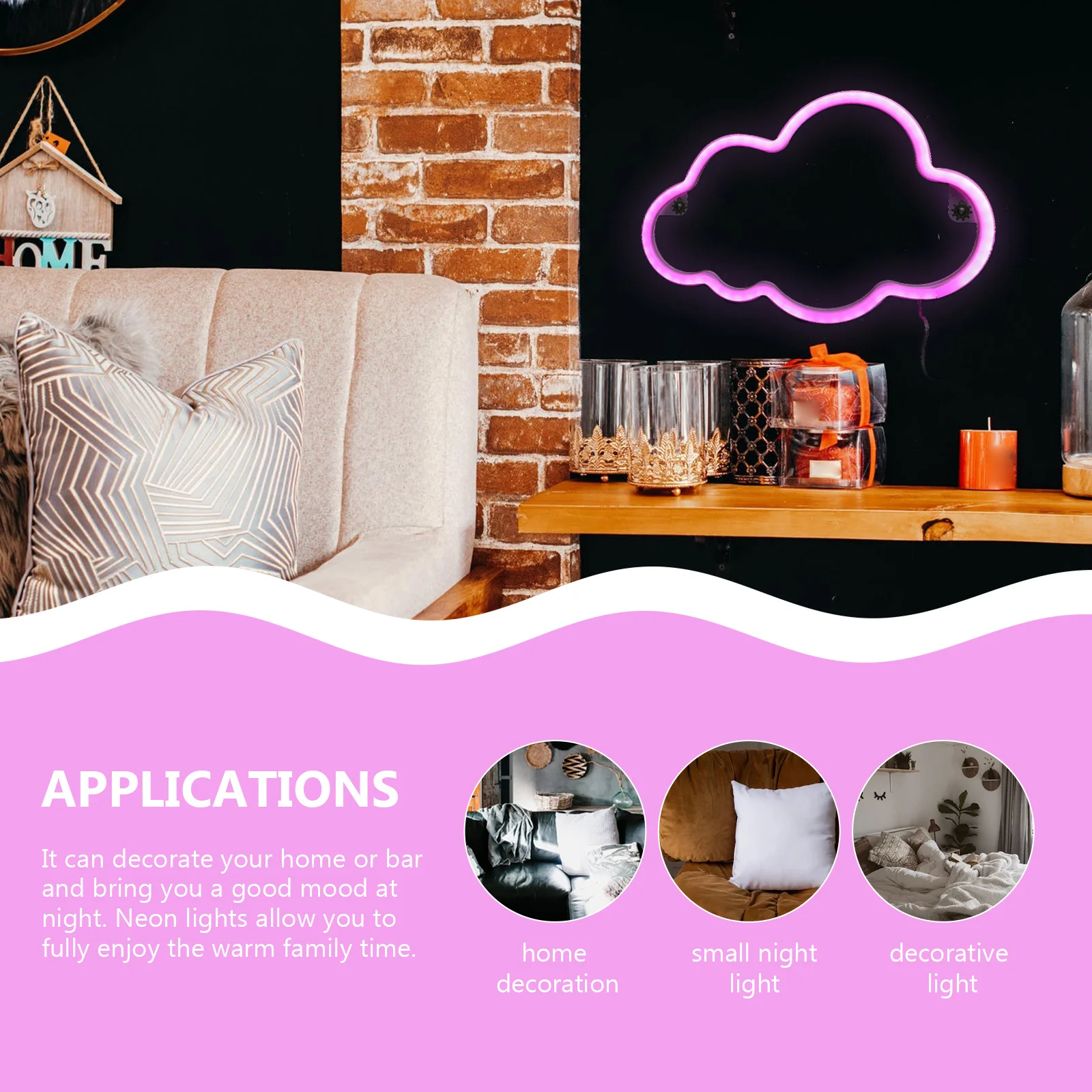 

1Set Led Cloud Shape Neon Light Usb Dual-Powered Atmosphere Lamp For Bedroom Party Decor Night Lighting Decorative Cloud