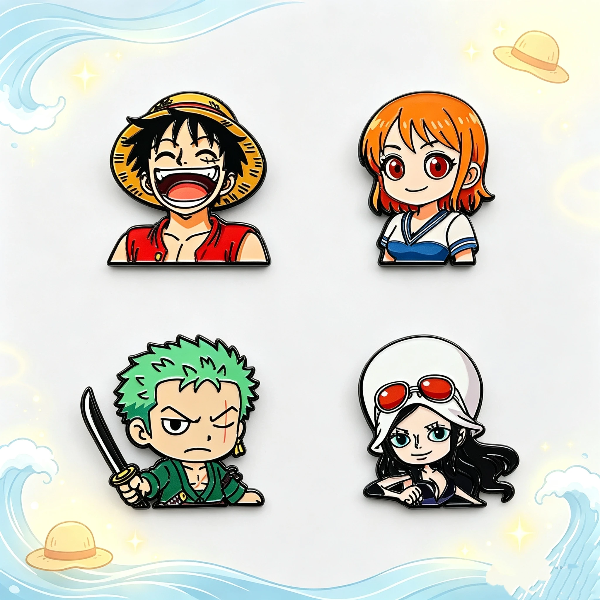 4Pcs Japanese Hot-Blood Anime Character Brooches, Cute Half Body Style, Exquisite Enamel Accessories for Clothes & Canvas Bags