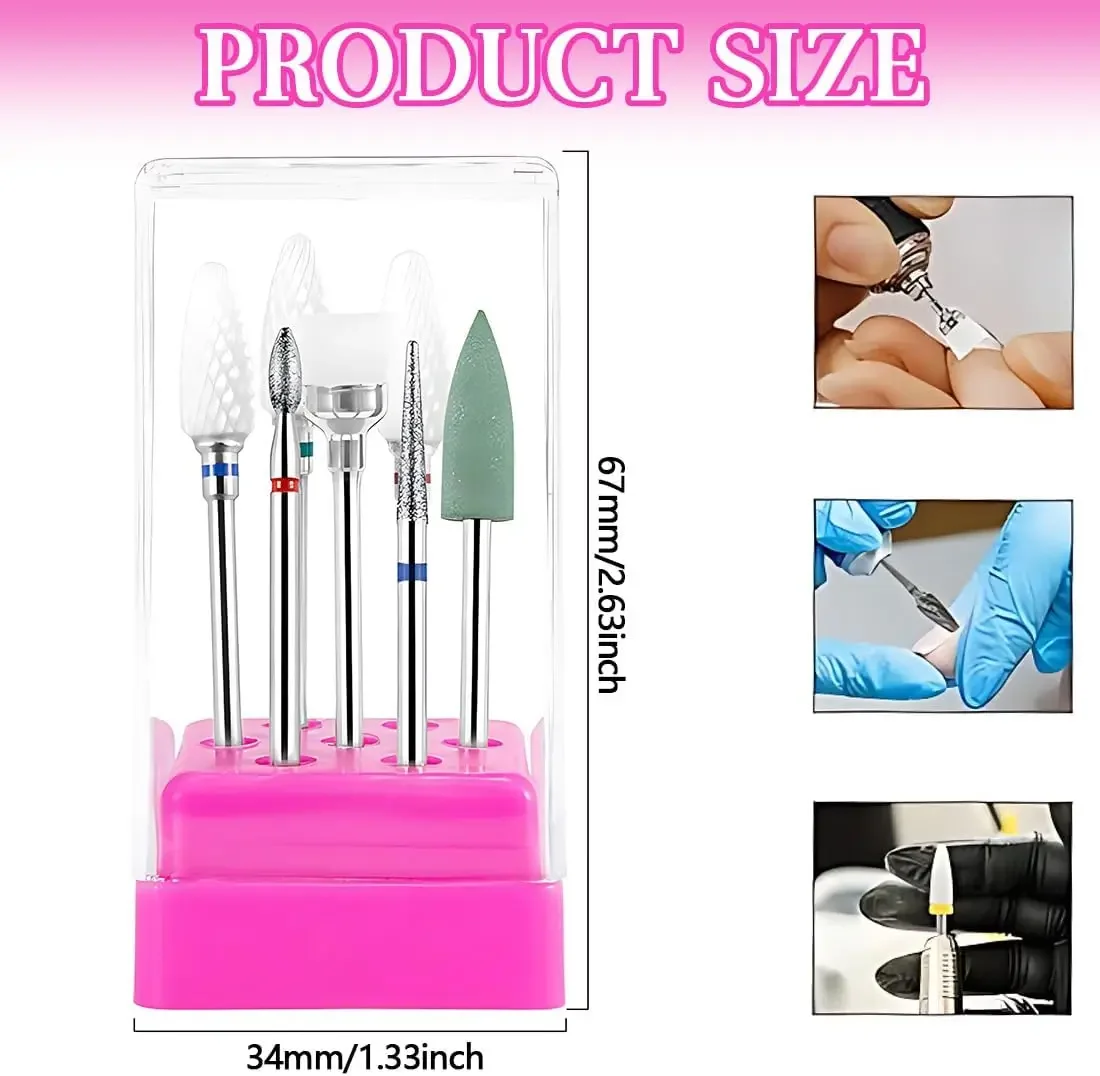 7 個のセラミックフライスカッターセットマニキュア用、組み合わせネイルドリルビットキット電気除去ジェル研磨ツール