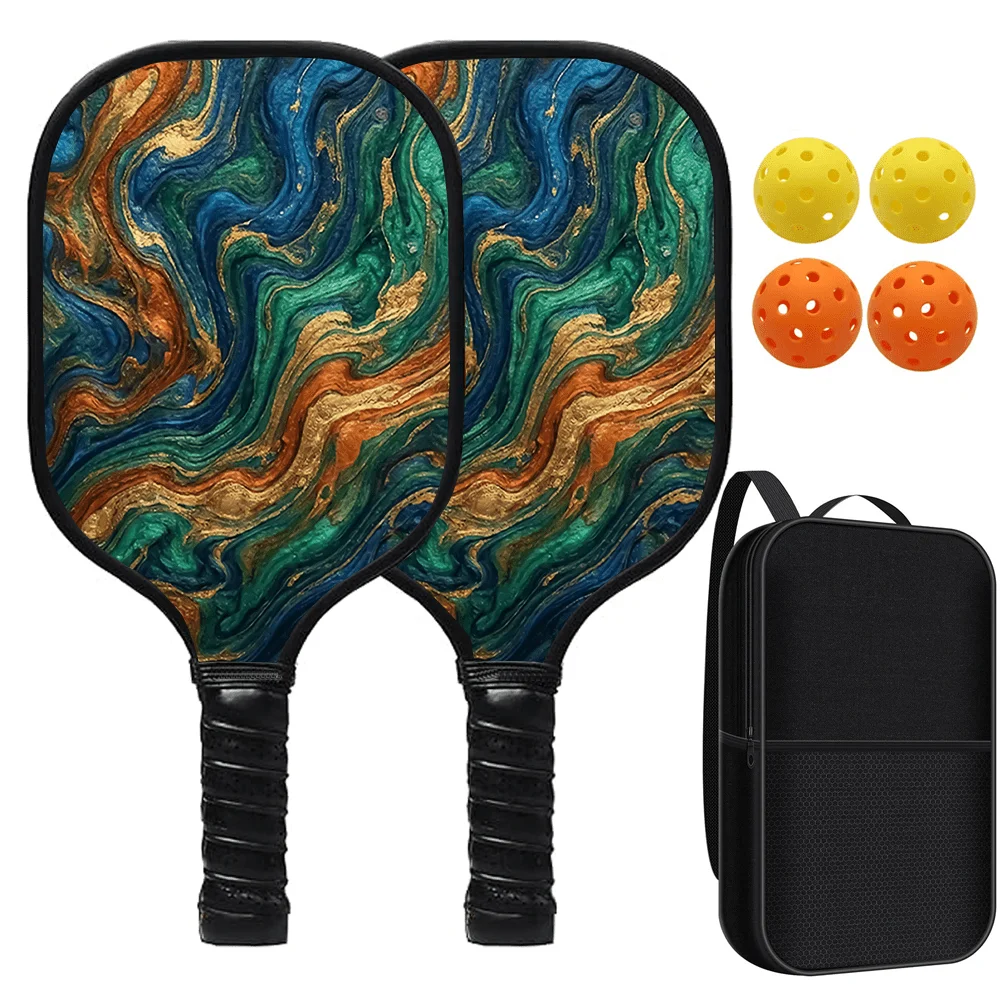 

Набор из 2 ракеток для пиклбола с 4 мячами и сумкой, стекловолоконные ракетки с сотовой сердцевиной, противоскользящая рукоятка, для занятий спортом на открытом воздухе