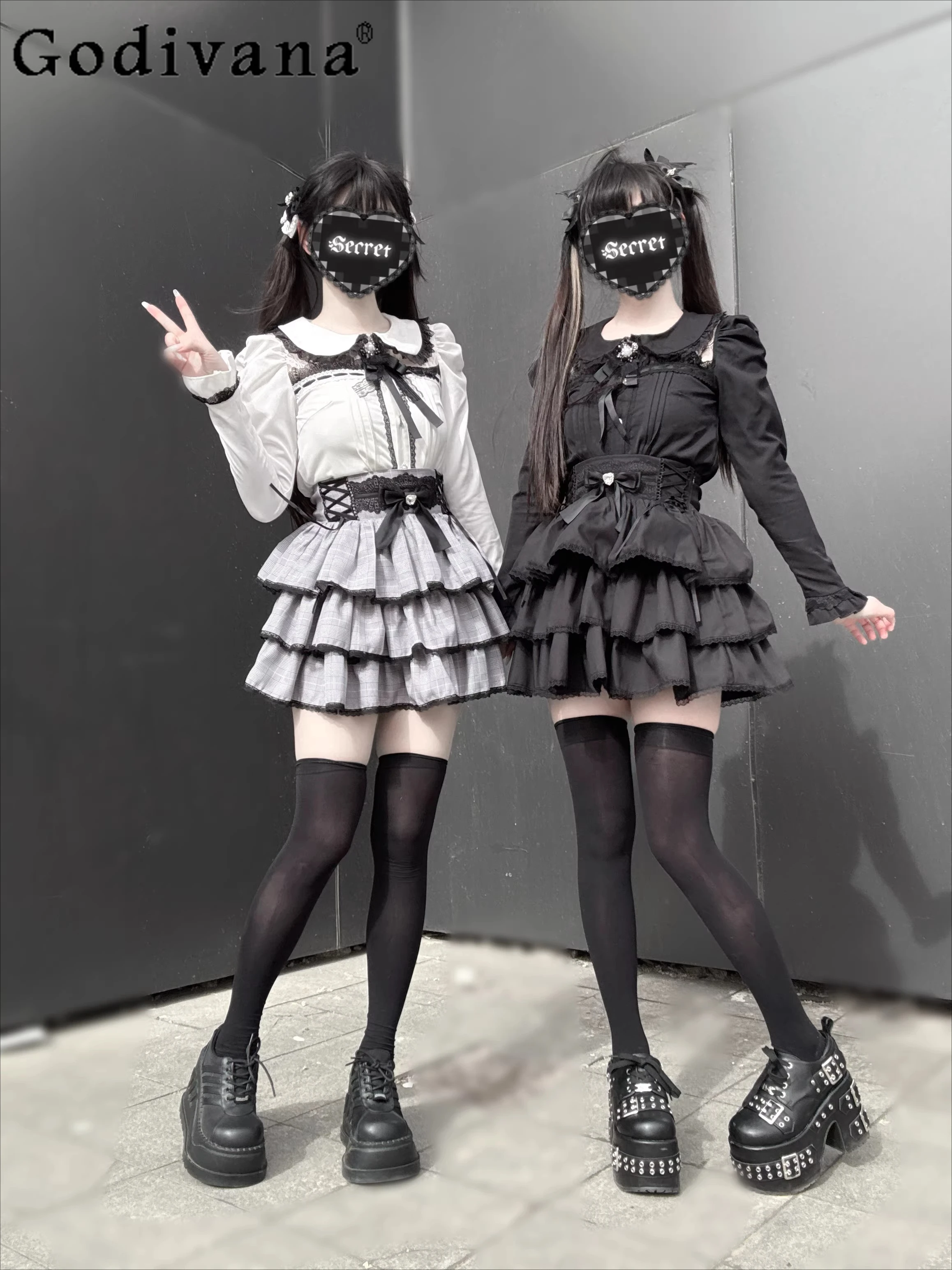 

Женские комплекты из двух предметов: новая одежда для весны и осени в стиле японской субкультуры Лолита, рубашка с длинным рукавом и юбка.