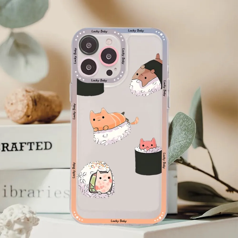 Cartoon sushi Phone Case For iPhone 15 13 14 Pro Max XS XR 12 11 Pro 13 Mini Soft Clear Back Cover