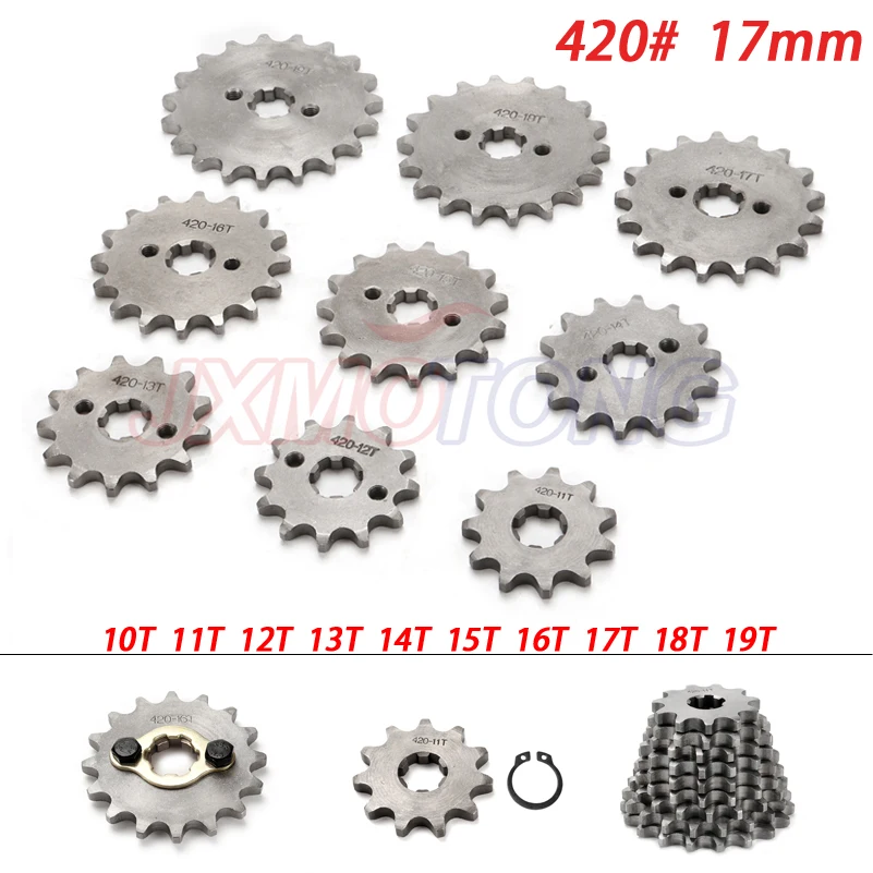 420 10-19 10T 11T 19Tooth 17mm  Engine Front Sprockets for 50cc 70cc 90cc 110cc Scooter Motorcycle Bike ATV Quad Go Kart Moped