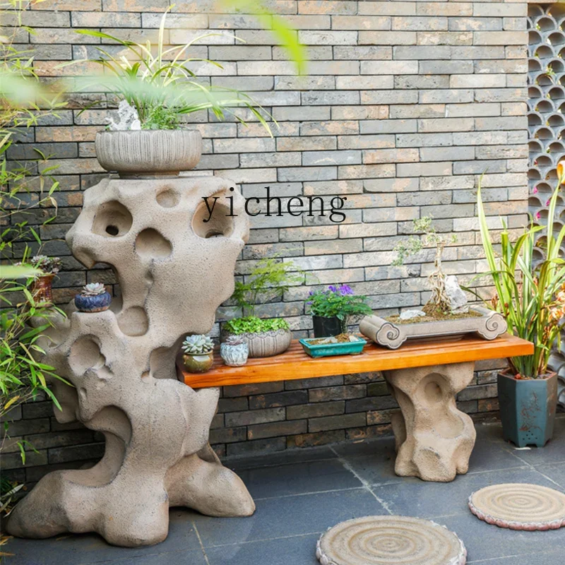 L7-15 outdoor yard flower stand solid wood succulent stand plant display stand courtyard garden arrangement