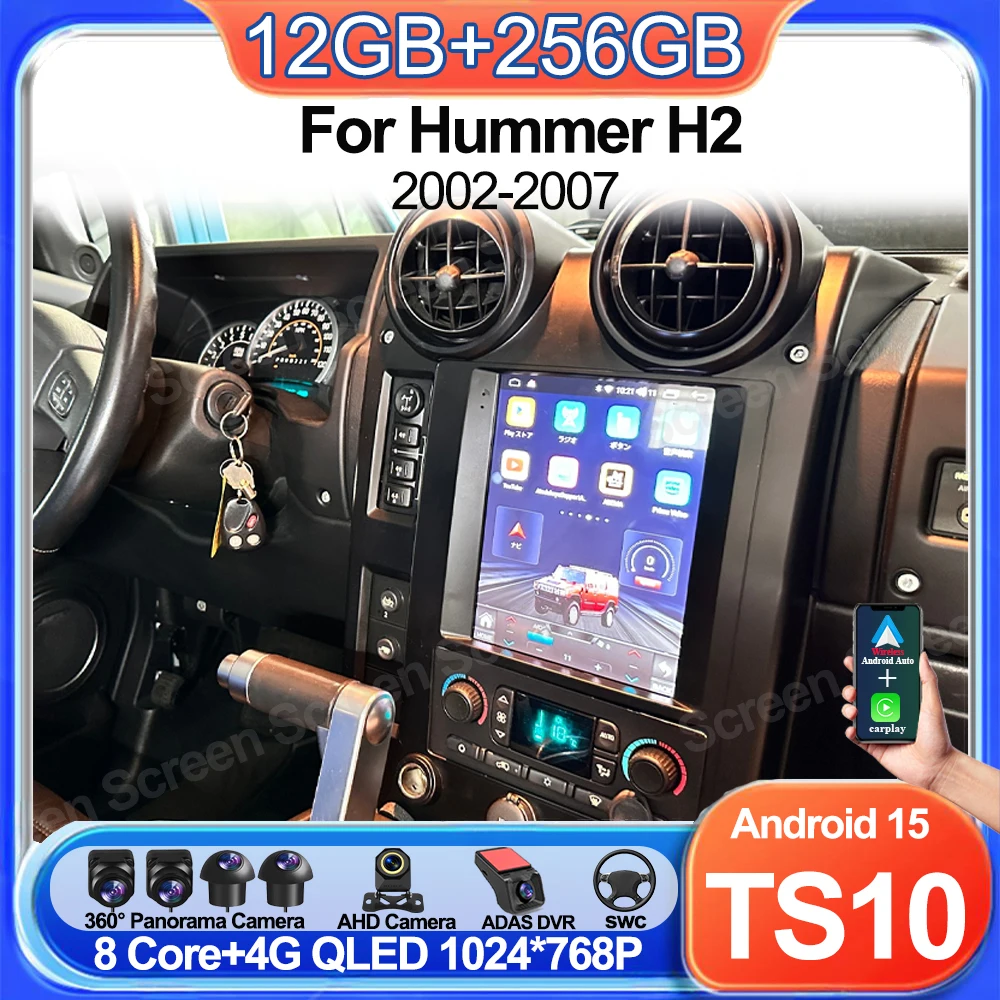 Radio Multimedia para Auto Android 16 de 9.7 Pulgadas para Hummer H2 2002-2007, Reproductor con GPS, Navegación, Pantalla Táctil, Unidad Principal Estéreo, RDS, Wifi 5G