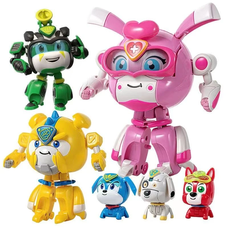 Adventure Puppy Gang Anime Dog Deformation Robot Action Figures Animal Deform Pet Transformation Toys Kids Boys Girl Gift