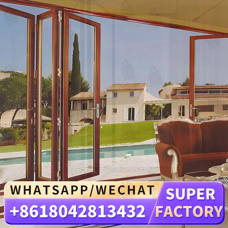 

Cold Resistant Foldable Exterior Bifold Door Aluminum Glass Panel Door for Garage Balcony Patio