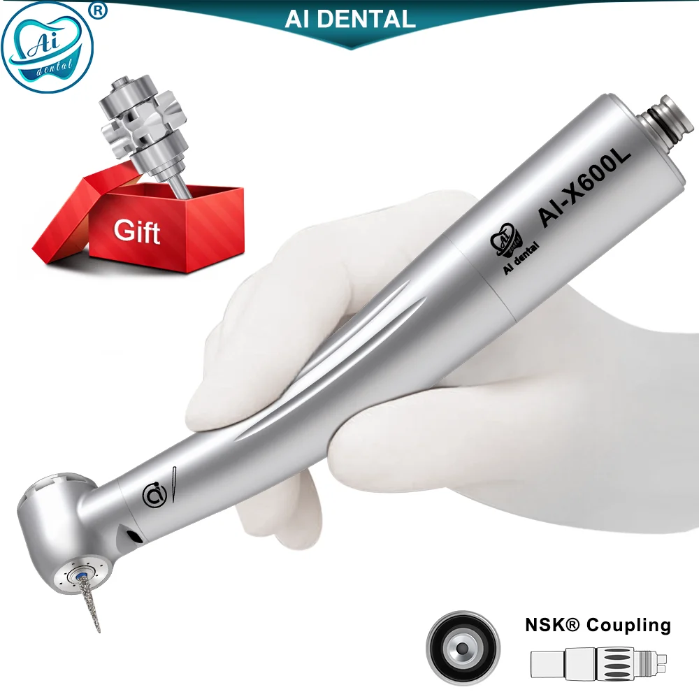 Dental Lab Air Turbine Standard Head Handpiece LED AI-X600L High Speed Rotor Ceramic Bearings Cartridge and 4/6 Holes