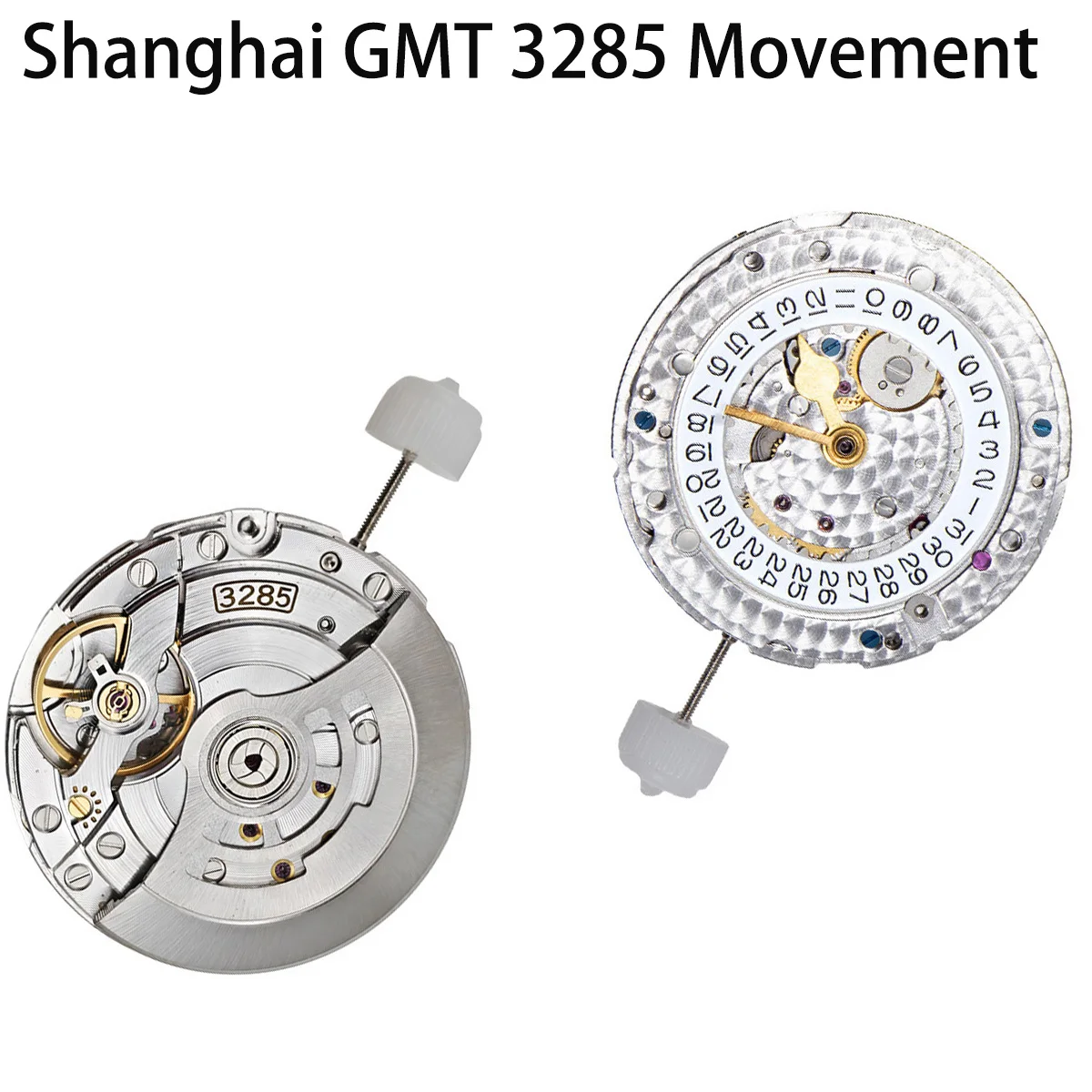 New Shanghai VR3285 GMT Automatic Mechanical Movement, 31 Jewels 4 Hands Blue Balance Wheel Watch Mod Replacement Movement