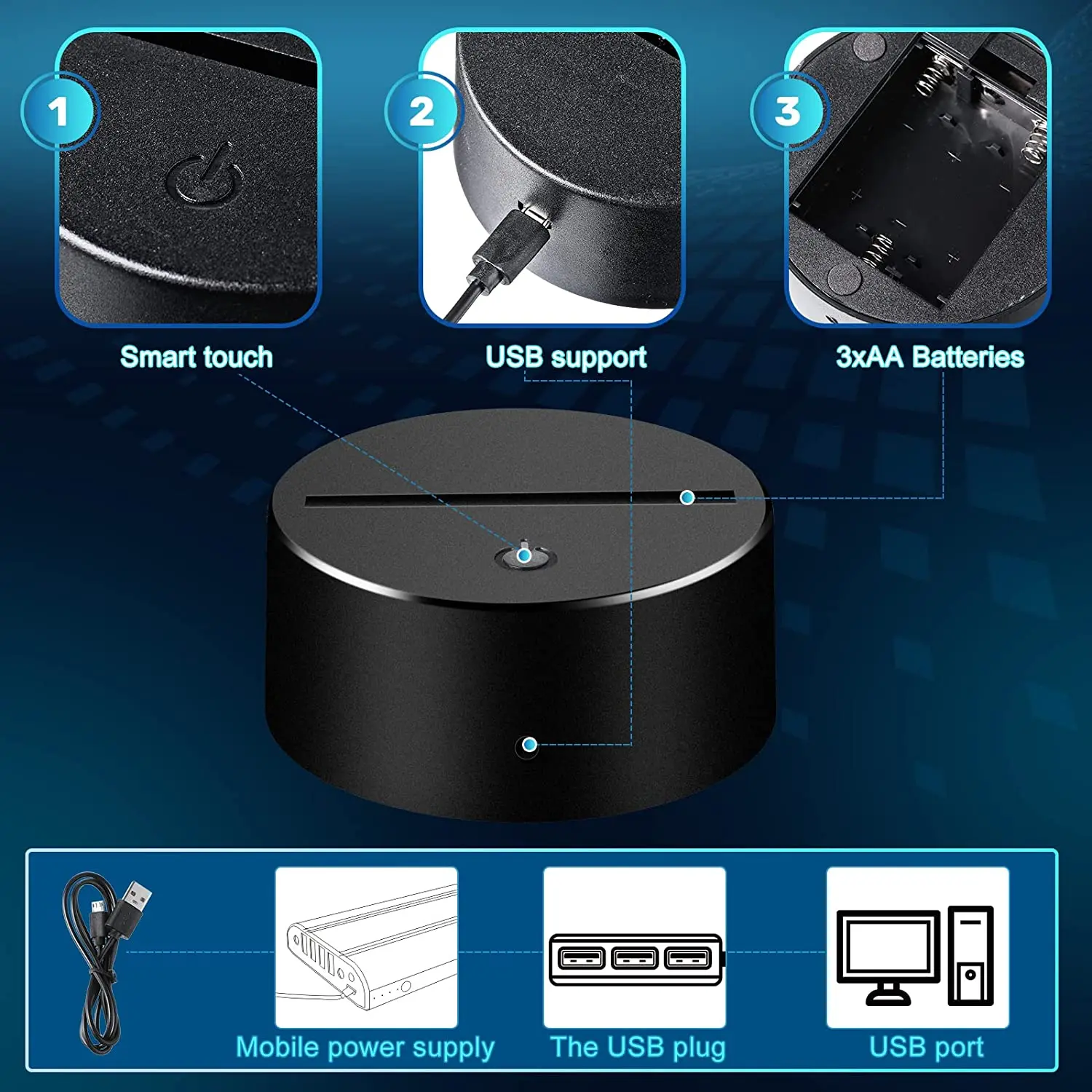 4 sztuki 3D lampa ledowa nocne 6 sztuk arkusze przezroczysty akrylowy podstawka blanki akrylowe ze zdalnym kablem USB