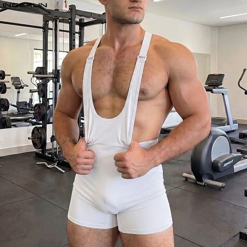 INCERUN Herren-Bodysuits Einfarbig Ärmellos Workout Männer-Rompers Playsuits Lässig Sexy 2026 Sommer Mode Bodysuit für Männer