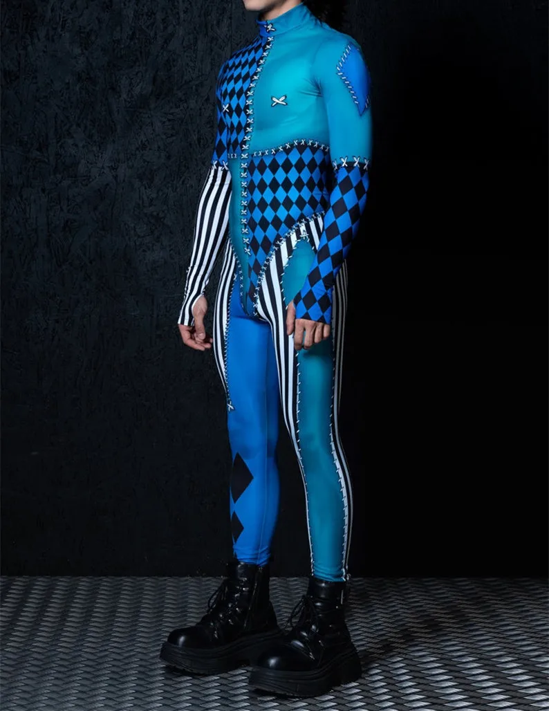 Herren Sexy Bunter Print Bodysuit Punk Morphsuit Halloween Roboter Zentai Anzug Feiertagsparty Jumpsuit Rave Cosplay Kostüm – Detail 38