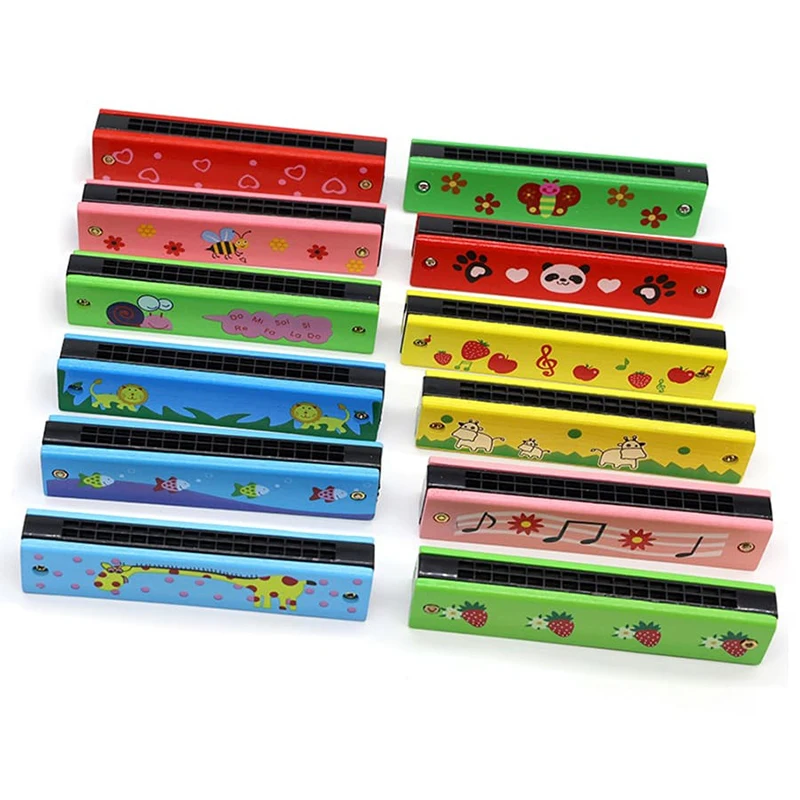 Children Wooden Harmonica Musical Instrument Toys Music Teaching Aids Puzzle Early Education Kindergarten Beginners