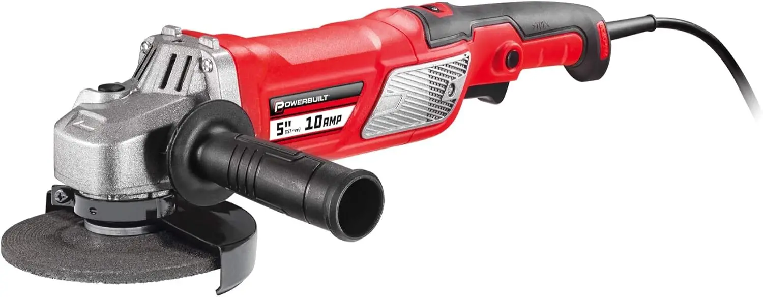 

5-дюймовая угловая шлифовальная машина с регулируемой скоростью, двигателем 10 А, 6-ступенчатым управлением, фиксирующим триггером, в комплекте с аксессуарами