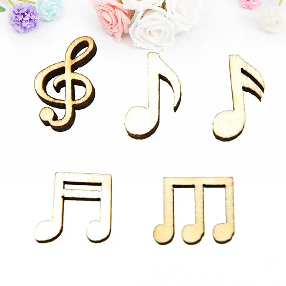 

250Pcs Wooden Music Note Slices Premium Natural Wood DIY Craft Embellishments for Art Projects Scrapbooking Decoupage Plaques