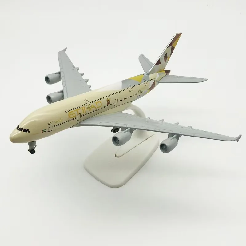 Etihad a380合金金属ダイキャスト,着陸装置とベース付き,飛行機コレクション,20cmディスプレイ,おもちゃギフト,飛行機コレクション,新しい,2024