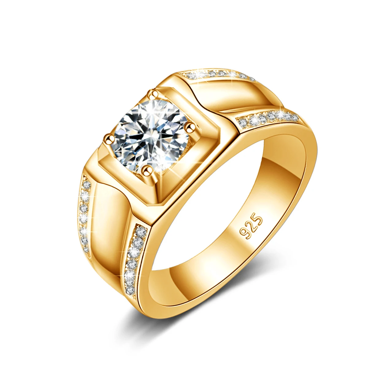 Trends 2025 Luxus Moissanite Ring Männer Hip Hop Hochzeit Band Original 925 Sterling Silber Pass Diamant Test Mit Zertifikat Geschenk – Detail 1