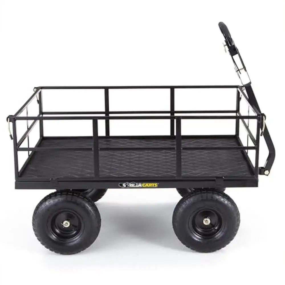 

Heavy Duty 1200 lb Capacity All Terrain Utility Cart Steel Frame Garden Wagon ATV Hitch Compatible Black Smooth Maneuverability