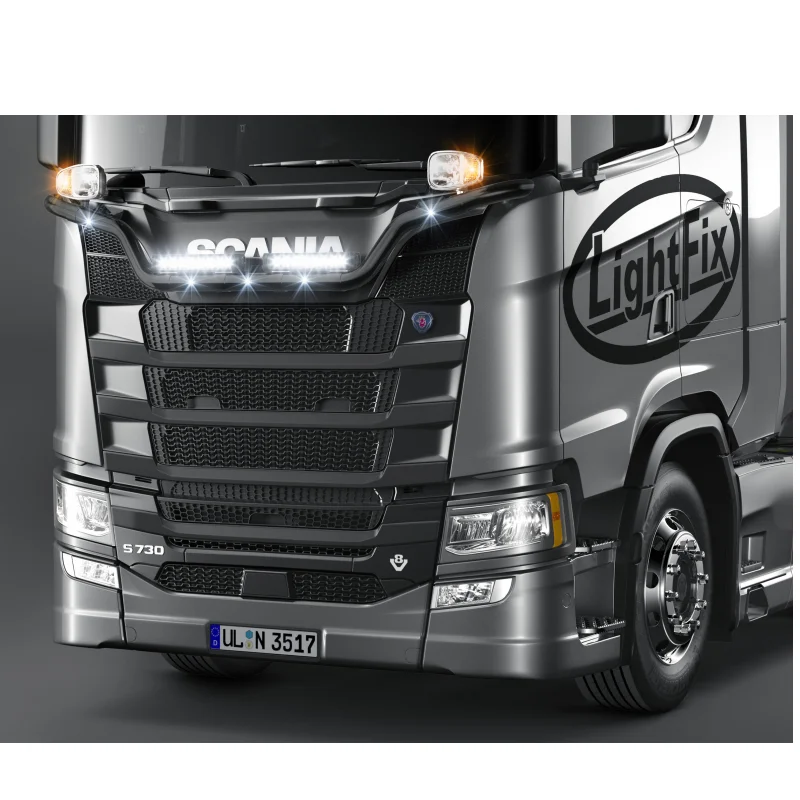 Tamiya 1/14 RC 트럭 Scania 770s Actros Volvo 1/14 RC 트랙터 트레일러 DIY 부품 용 CNC 프론트 메쉬 LED 라이트 램프