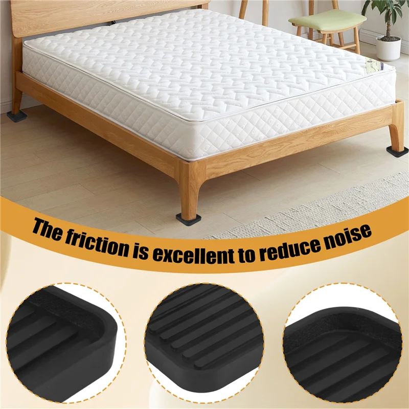 AC88-4Pcs สแควร์ยางเฟอร์นิเจอร์ Caster ถ้วย Anti-เลื่อนเฟอร์นิเจอร์แผ่นเตียง Stopper ตัวป้องกันพื้น