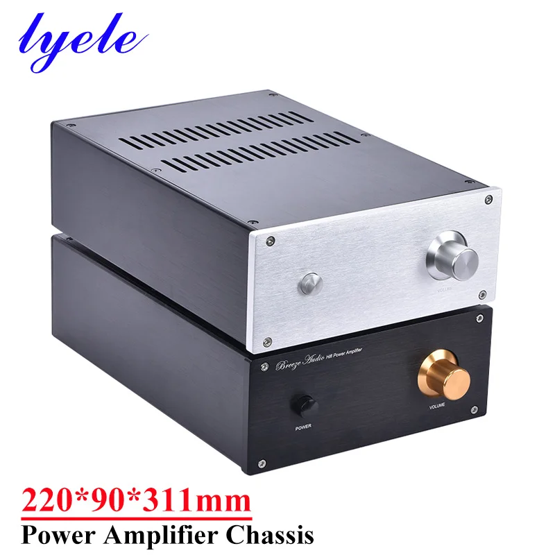 220*90*311mm All-aluminum Power Amplifier Chassis with Cooling Slot Silver Black Diy Audio Amplifier Case Shell