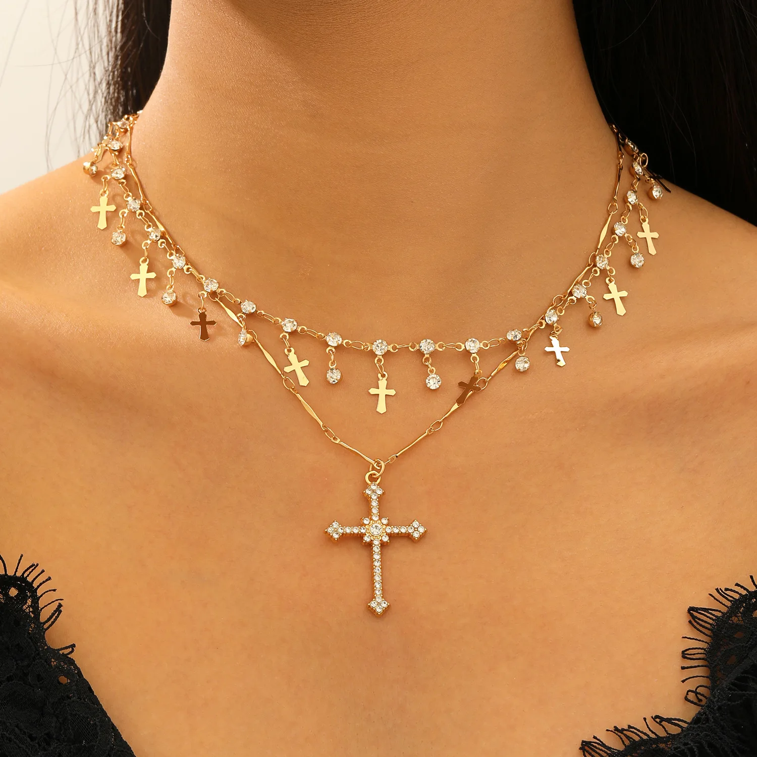 العصرية كبيرة الصليب قلادة Y على شكل قلادة للنساء Grils خمر قوس قزح الخرز سحر المختنق سلسلة وثنية مجوهرات اكسسوارات