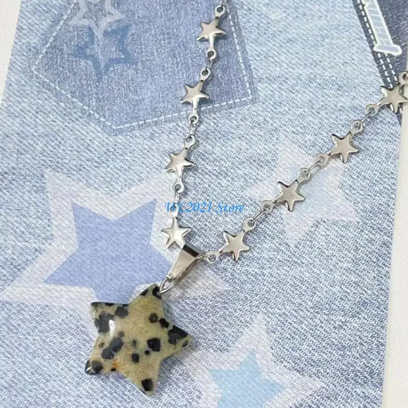 G5GC Ngôi Sao Thời Trang Mặt Dây Chuyền Vòng Cổ Ngôi Sao Dây Chuyền Vòng Cổ Choker Phát Hiện Đá Xương Đòn Dây Chuyền Trang Sức