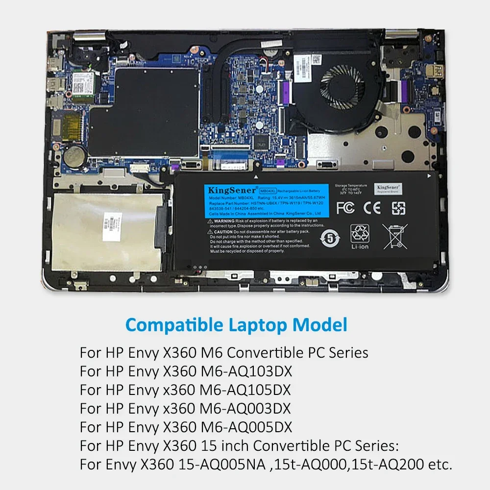 KingSener MB04XL Laptop Battery For HP Envy X360 15-AQ103NO 15-AR000ND 15-AQ002NX 843538-541 844204-850 TPN-W119 HSTNN-UB6X