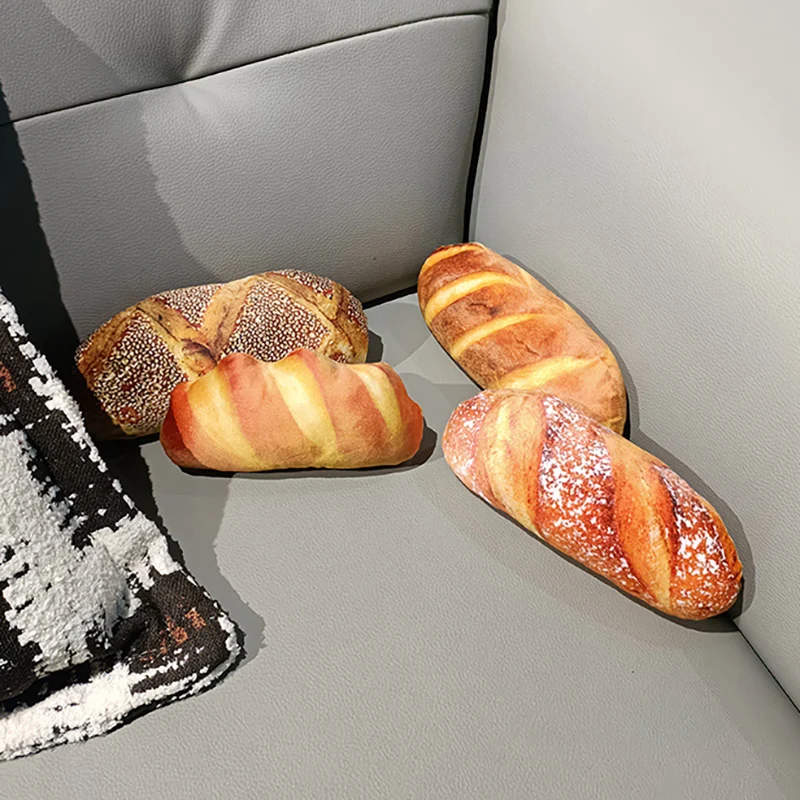 Poduszka pluszowa w kształcie chleba 15/20 cm, symulacja jedzenia, mleczny karmel, sezam, dekoracja na sofę lub krzesło, pluszowy towarzysz, prezent.
