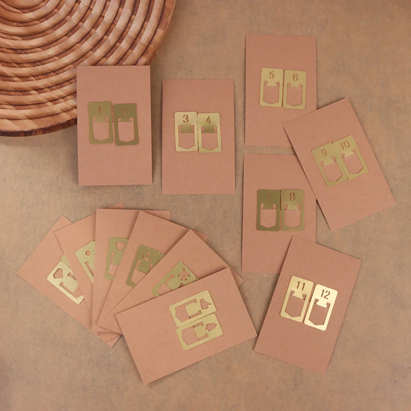 ヴィンテージ文具;真鍮銅のしおり12個。トラベラーズノートとマンスリープランナーアクセサリーに最適です。