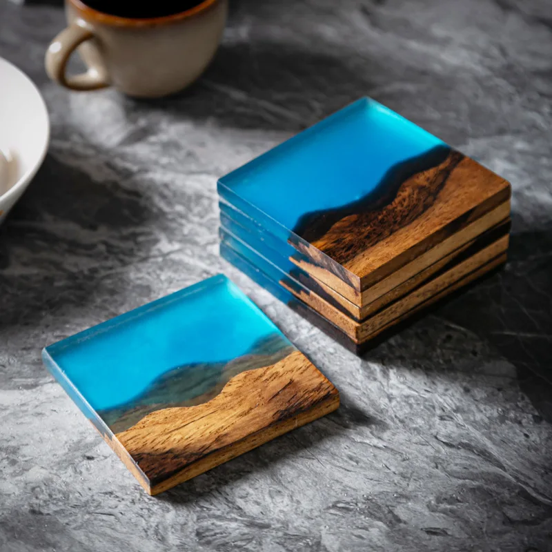 Zen wood coaster dry tea table tea tray Wood tray home insulation mat pot bearing resin simple cup holder tea mat