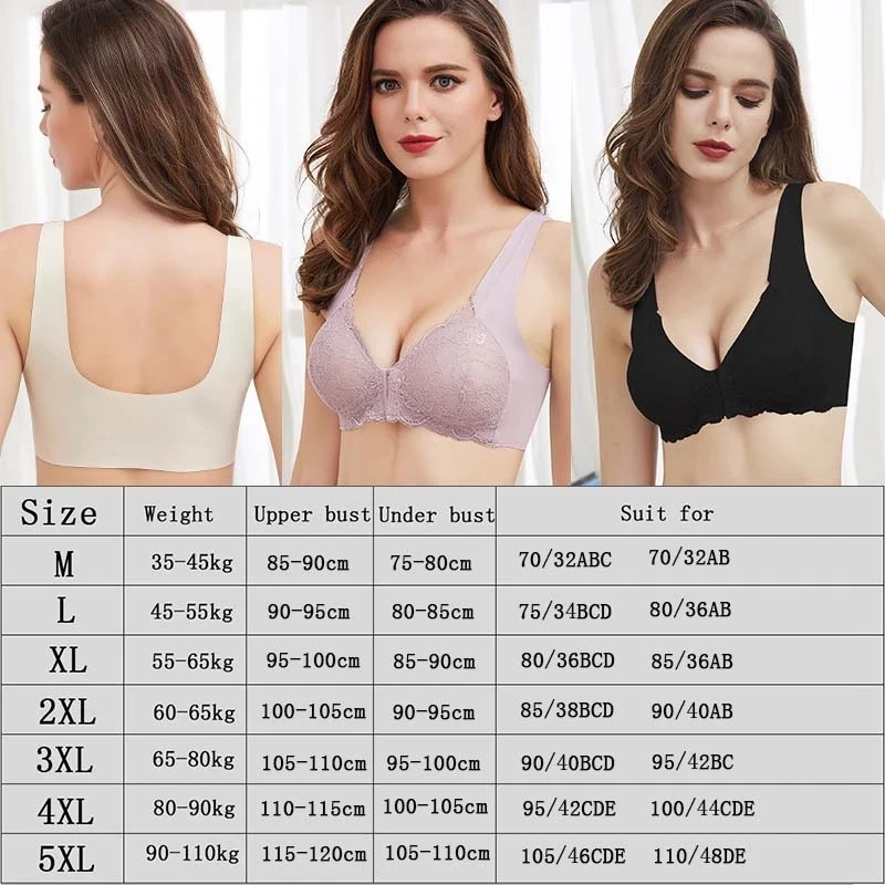 ชุดชั้นในเซ็กซี่ผู้หญิง Push Up Bras สำหรับผู้หญิง Plus ขนาด Seamless Lace Bra ด้านหน้าปิดไร้สายรวบรวม Brassiere Bralette